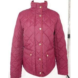 J.Crew Quilted Jacket, Women's Small, Padded, Maroon, Barn Coat, Autumn, Casual
